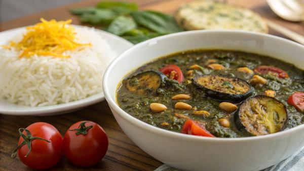 طرز تهیه قورمه سبزی رشتی ، دستور اصیل شمالی با بادمجان